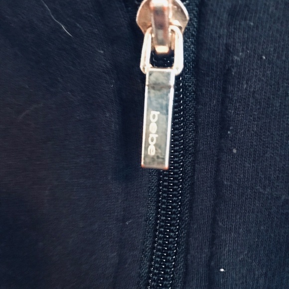 Bebe black zip up  sweater with rhinestones - Picture 3 of 6